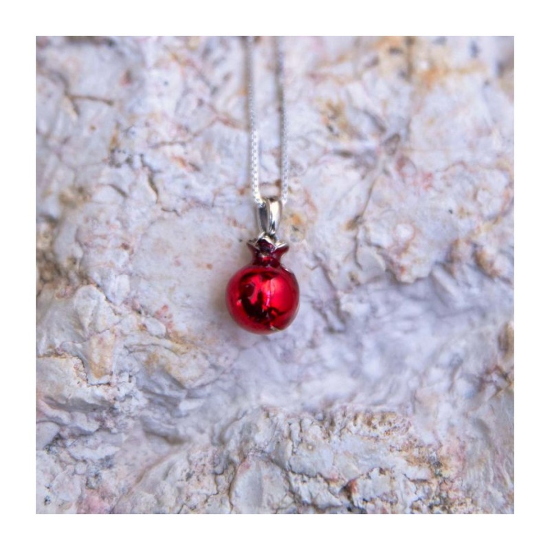 שרשרת תליון רימונים מכסף סטרלינג עם ... | תליון יהודי